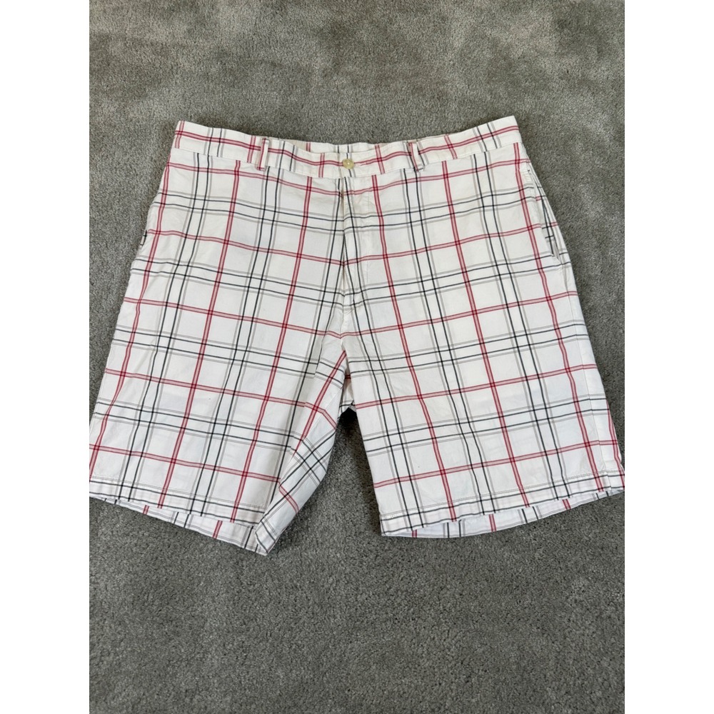 Pro Tour Mens Plaid Golf Shorts Size 38 White Red Black 100% Cotton Casual